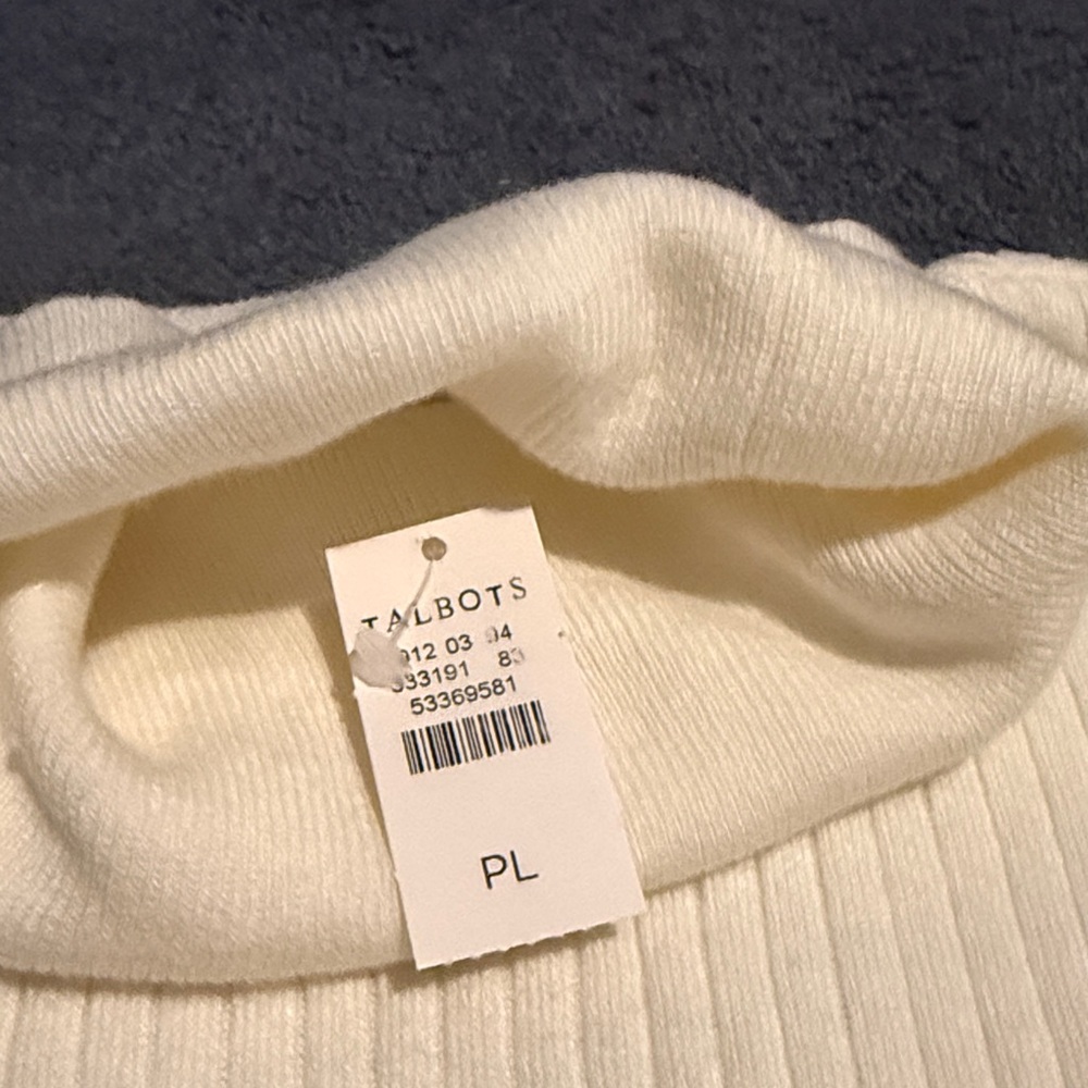 Talbots Cream Ribbed Turtleneck Sweater - Picture 2 of 4